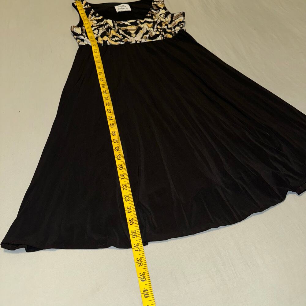 Vintage Kathy Roberts 90s Fit & Flare Dress Black/Pastel Yellow Size Medium - Picture 4 of 5